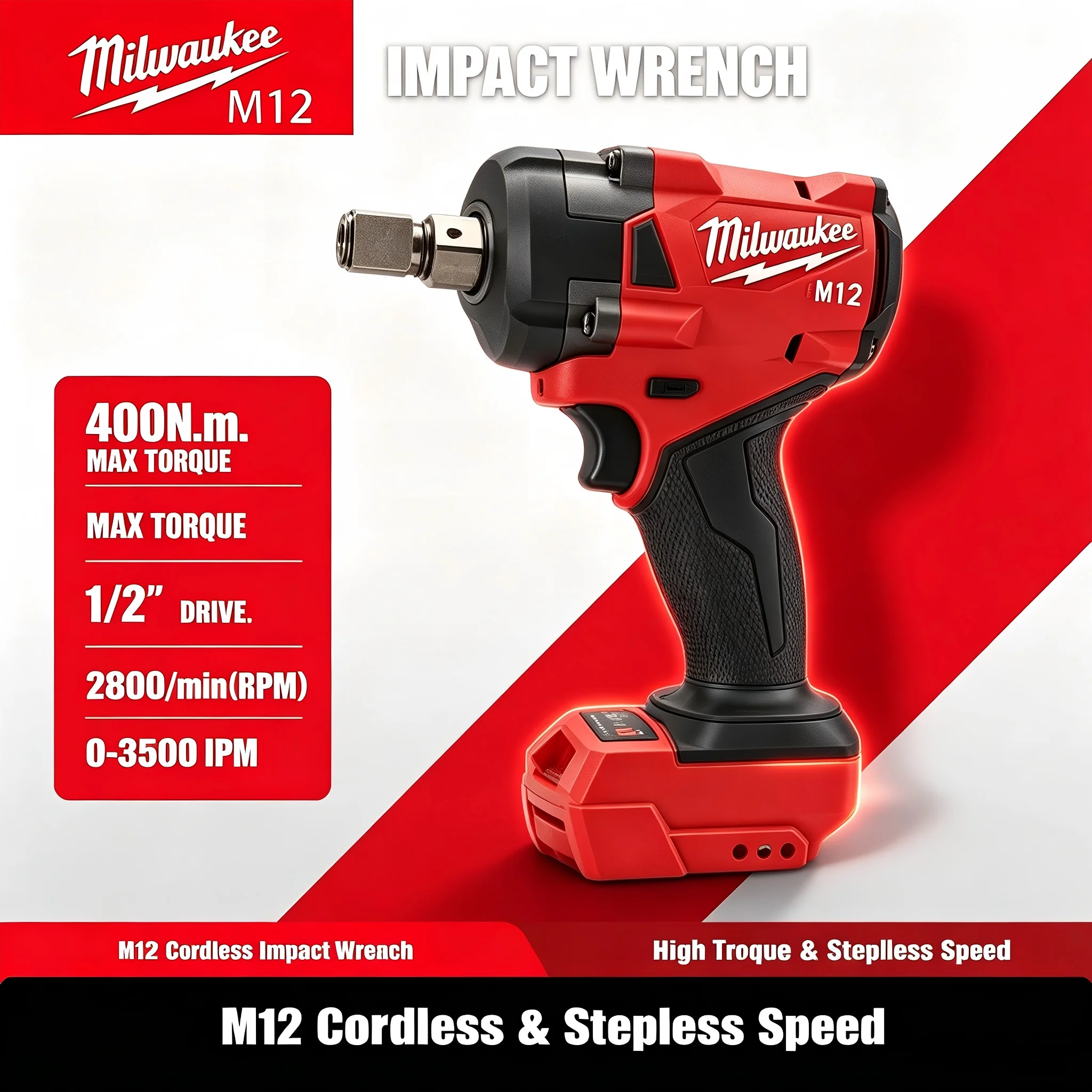 Milwaukee Drill M12 Fuel - مفتاح ربط كهربائي بدون فرشاة من